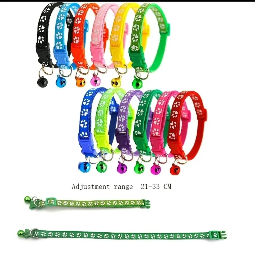 5/$20 or 3/$15 🐱🐾🐶 Cat/Dog Adjustable Paw Print Collar w Matching Bell NWT